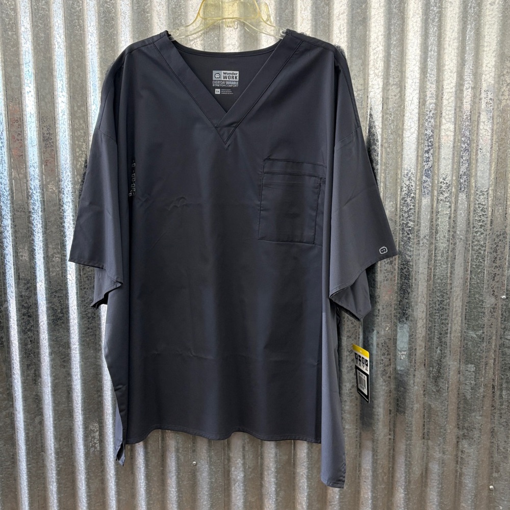 WonderWink Unisex Scrub Top-1-pocket -Pewter